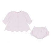 Pastels & Co Baby Girl Pale Pink Peplum Top and Shorts